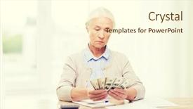  Presentation with business calculator - Colorful slide set enhanced with annunity - business savings annuity insurance age backdrop and a  colored foreground