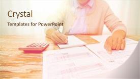  Presentation with business calculator - Slides having annunity - business savings annuity insurance age background and a  colored foreground