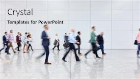  Presentation with fair trade - Colorful presentation theme enhanced with anonymous-blurred-group-of-business backdrop and a light gray colored foreground