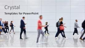  Presentation with people mall - Presentation design with anonymous-blurred-people-go background and a light gray colored foreground