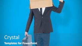  Presentation with anonymous - Colorful PPT theme enhanced with anonymous businessman against blue background with vignette backdrop and a teal colored foreground