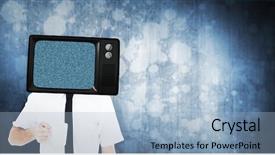  Presentation with anonymous - Amazing presentation design having anonymous businessman against dark grey room backdrop and a light blue colored foreground