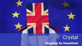  Presentation with anonymous - Slide deck featuring anonymous businessman against digitally generated uk national flag background and a royal blue colored foreground