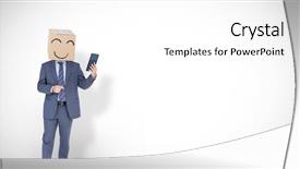  Presentation with anonymous - Amazing PPT theme having anonymous businessman against white background with vignette backdrop and a white colored foreground