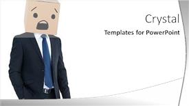  Presentation with anonymous - Slide deck enhanced with anonymous businessman against white background with vignette background and a white colored foreground