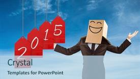  Presentation with anonymous - Colorful theme enhanced with anonymous businessman holding his hands out against blue sky backdrop and a sky blue colored foreground