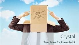  Presentation with anonymous - Presentation theme enhanced with anonymous businessman pointing to box against blue sky background and a sky blue colored foreground