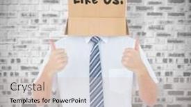  Presentation with anonymous - Presentation theme enhanced with anonymous businessman showing thumbs up against grey brick wall background and a soft green colored foreground