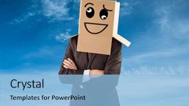  Presentation with anonymous - Cool new slides with anonymous businessman with arms crossed against blue sky backdrop and a light blue colored foreground