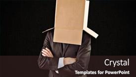  Presentation with anonymous - Amazing theme having anonymous businessman with arms crossed against black background backdrop and a tawny brown colored foreground