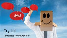  Presentation with anonymous - Colorful PPT layouts enhanced with anonymous businessman with hand pointing up against blue sky backdrop and a light blue colored foreground