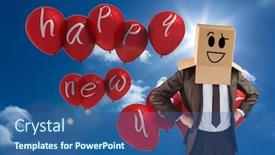  Presentation with anonymous - Amazing slides having anonymous businessman with hands on hips against bright blue sky with clouds backdrop and a ocean colored foreground