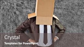  Presentation with anonymous - Presentation theme consisting of anonymous businessman with hands on hips against grey background background and a dark gray colored foreground