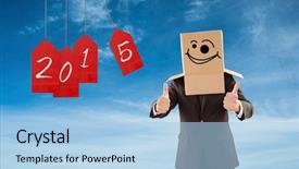  Presentation with anonymous - Beautiful theme featuring anonymous businessman with thumbs up against blue sky backdrop and a light blue colored foreground