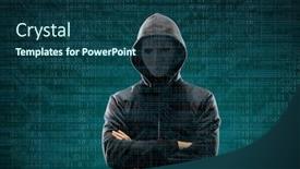  Presentation with computer viruses - Slide deck enhanced with anonymous-computer-hacker-over-abstract background and a ocean colored foreground