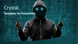  Presentation with fraud - Cool new presentation with anonymous-computer-hacker-over-abstract backdrop and a ocean colored foreground