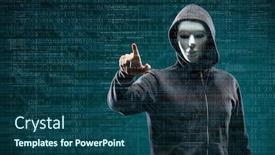  Presentation with computer viruses - Presentation theme enhanced with anonymous-computer-hacker-over-abstract background and a ocean colored foreground