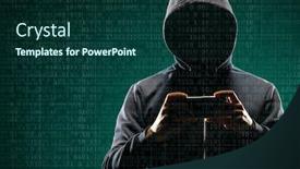  Presentation with computer viruses - PPT layouts with anonymous-computer-hacker background and a forest green colored foreground