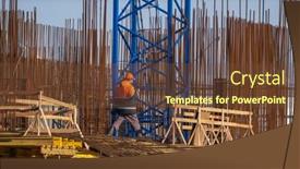  Presentation with construction work - Slide deck with anonymous-contractor-in-protective-uniform background and a  colored foreground