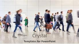  Presentation with fair trade - Slide set enhanced with anonymous-crowd-people-is-walking background and a soft green colored foreground