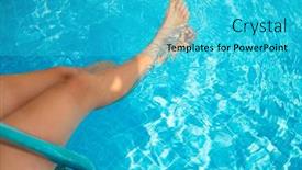  Presentation with blue water - Presentation design having anonymous-female-legs-in-blue background and a cyan colored foreground