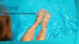  Presentation with blue water - Slide set consisting of anonymous-female-legs-in-blue background and a teal colored foreground