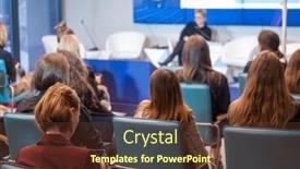  Presentation with anonymous - Theme with anonymous-female-spectators-sitting background and a tawny brown colored foreground