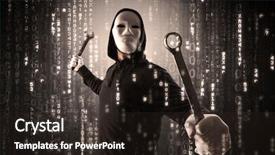 Presentation with hacker cloud - Cool new presentation with anonymous hacker breaking in cyber backdrop and a wine colored foreground