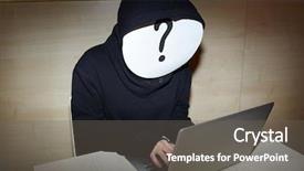  Presentation with anonymous - PPT theme consisting of spammer - anonymous hacker with laptop background and a gray colored foreground