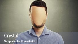  Presentation with anonymous - Colorful presentation enhanced with anonymous man with blank face against dark background backdrop and a gray colored foreground