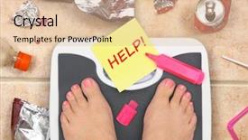  Presentation with anorexia - Amazing slide set having anorexia - feet on bathroom scale backdrop and a lemonade colored foreground