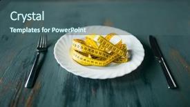  Presentation with fat - Beautiful slide set featuring anorexia - plate with measuring tape closeup backdrop and a ocean colored foreground