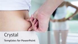  Presentation with anorexia - Slides consisting of anorexia - standing woman pinching her hip background and a sky blue colored foreground