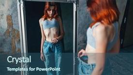  Presentation with weight loss - Presentation design consisting of anorexia - thin woman tries on big background and a ocean colored foreground