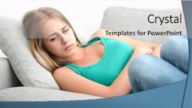 Presentation with abdominal - Colorful presentation design enhanced with anorexia - woman having abdominal pain upset backdrop and a white colored foreground