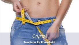  Presentation with word how to lose weight - Presentation design with anorexia - young woman with a tape background and a ocean colored foreground