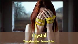  Presentation with hands and face - Presentation design featuring anorexia nervosa - woman covers face hands tied background and a tawny brown colored foreground