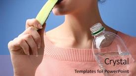  Presentation with infused detox water cucumber - Slides having anorexia nervosa - woman on diet with water background and a coral colored foreground