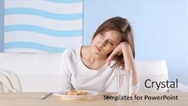  Presentation with eating disorder - Theme featuring anorexia nervosa - young depressed girl with eating background and a  colored foreground