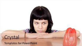  Presentation with girl in red dress - Beautiful theme featuring anorexy - girl watching a red pepper backdrop and a  colored foreground