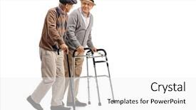  Presentation with walker - Slide set featuring another man with a cane background and a white colored foreground