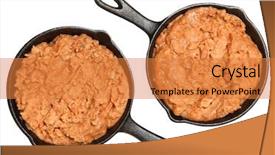  Presentation with beans - Beautiful PPT theme featuring ans - refried beans in skillets backdrop and a  colored foreground