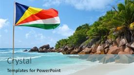  Presentation with indian flag - PPT theme with anse-cocos-beach-with-flag background and a light blue colored foreground