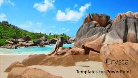  Presentation with sunny sky - PPT theme having anse-cocos-beach background and a coral colored foreground