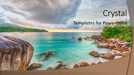  Presentation with sunset beach - Amazing presentation design having anse lazio praslin island seychelles backdrop and a light blue colored foreground