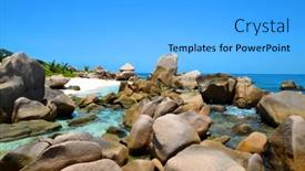  Presentation with granite - Cool new PPT theme with anse-marron-beach backdrop and a light blue colored foreground