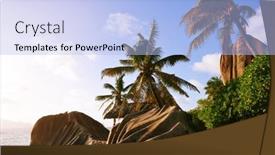  Presentation with beach rocks - PPT theme having anse-source-d-argent-beach background and a  colored foreground