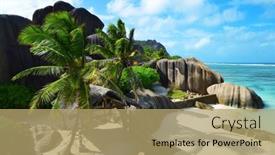  Presentation with beach rocks - Presentation theme consisting of anse-source-d-argent-beach background and a coral colored foreground