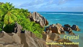  Presentation with beach rocks - Presentation design having anse-source-d-argent-beach background and a  colored foreground