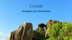  Presentation with boulder - Amazing PPT theme having anse source d'argent boulder composition backdrop and a light blue colored foreground